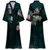 peignoir kimono à manches mi longues de style japonais pour femmes, robe longue femme, chemise de nuit, vêtements de nuit, satin imprimé fleuri, robe en span pour la maison