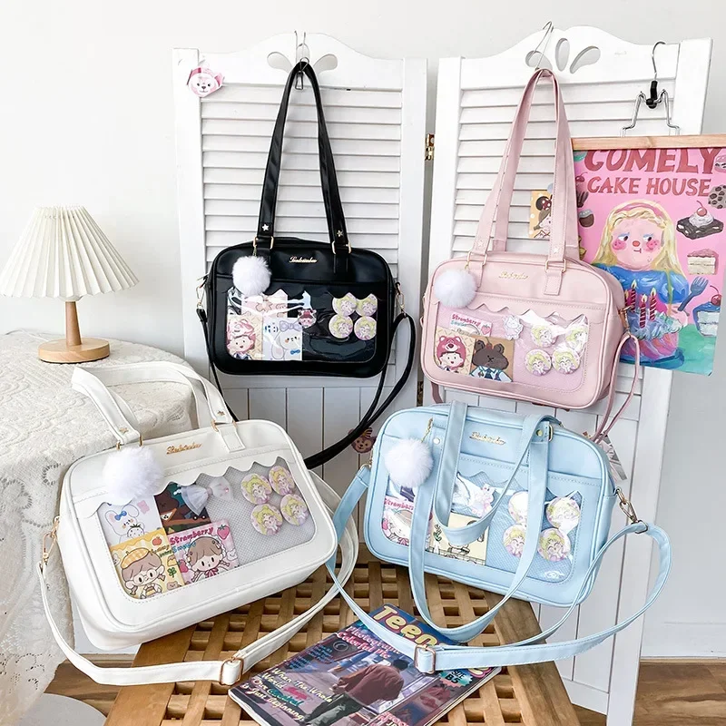 Sac à bandoulière japonais Kawaii pour femmes en cuir PU Itabag sac Transparent JK sac fourre-tout sacs à main Preppy Ita sacs à main et sacs à main Sac à bandoulière japonais Kawaii pour femmes en cuir PU Itabag sac Transparent JK sac fourre-tout sacs à main Preppy Ita sacs à main et sacs à main