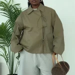 Vestes à bretelles avec nœud papillon pour femme, manteaux amples à revers et manches longues avec poches, vêtements d&rsquo;extérieur quotidiens de rue, automne 2025