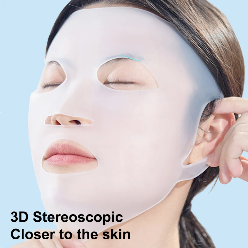 couverture de masque en silicone, masque fixe monté sur l'oreille pour hydrater et absorber l'essence, outil de soins du visage réutilisable couverture de masque en silicone, masque fixe monté sur l'oreille pour hydrater et absorber l'essence, outil de soins du visage réutilisable