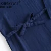 kimono en coton pour homme, pyjama fin, couleurs noires et marine, vêtements de maison décontractés, printemps automne