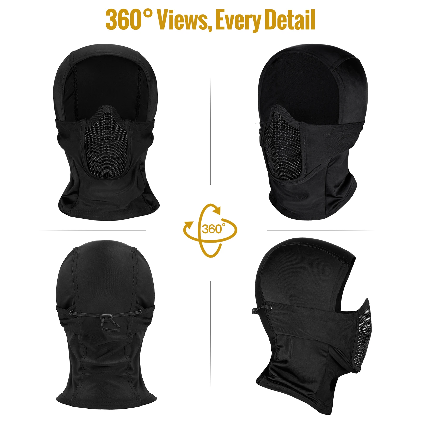 onetigris cagoule en maille, masque tactique ninja avec protection complète du visage pour l'extérieur onetigris cagoule en maille, masque tactique ninja avec protection complète du visage pour l'extérieur