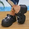 sandales à plateforme épaisse pour femmes, optique d'été, sabots astronomiques bricolage, chaussures de jardin, parker fermé, toboggans de plage coordonnants, mode 2024