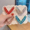 pince à cheveux de luxe en cristal brillant pour femmes, épingles à cheveux coréennes en forme de v, accessoires pour cheveux de filles, couvre chef, ornements à la mode, cadeau