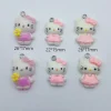10 pièces de dessin animé chat kawaii résine fabrication de bijoux colliers porte clés boucles d'oreilles pendentifs accessoires de bricolage