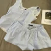 pyjama rayé pour femmes, vêtements de nuit pour enfants, ensemble 2 pièces en dentelle, vêtements de nuit, débardeur coréen, costume de maison, nouvelle collection 2025