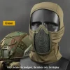 cagoule tactique en maille, masque airsoft paintball, protection complète du visage, capuche de style ninja, masque métallique en acier, design pliable