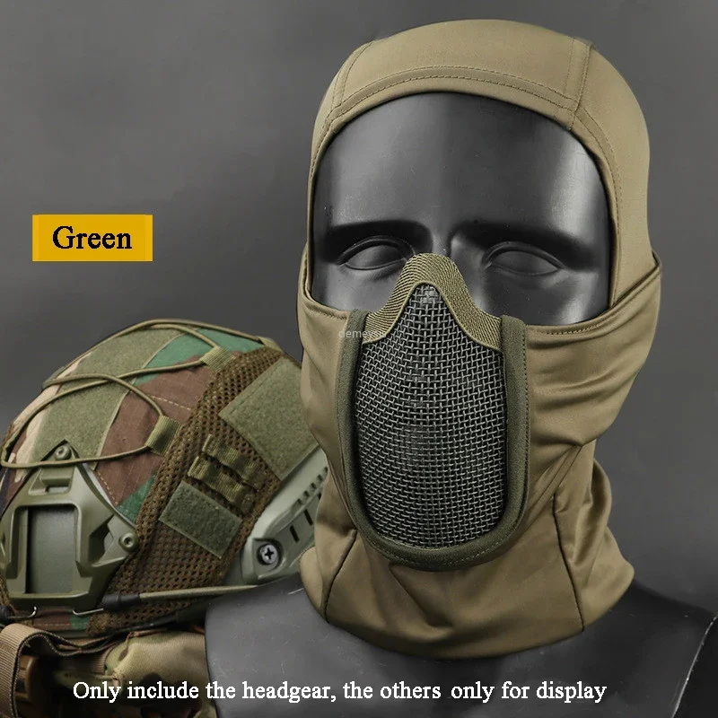 cagoule tactique en maille, masque airsoft paintball, protection complète du visage, capuche de style ninja, masque métallique en acier, design pliable cagoule tactique en maille, masque airsoft paintball, protection complète du visage, capuche de style ninja, masque métallique en acier, design pliable
