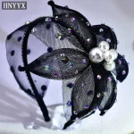 HNYYX-Cerceau de cheveux en biscuits avec fleur noire, accessoire de cheveux vintage, bande de sauna en perles, vêtements de sauna de fête de luxe, bijoux de cheveux de scène, A130 HNYYX-Cerceau de cheveux en biscuits avec fleur noire, accessoire de cheveux vintage, bande de sauna en perles, vêtements de sauna de fête de luxe, bijoux de cheveux de scène, A130