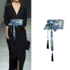 ceinture à pampilles en brocart chinois de 10cm, large ceinture pour femmes, corset, costume asiatique, ceinture kimono japonais, grue yukata florale haori obi