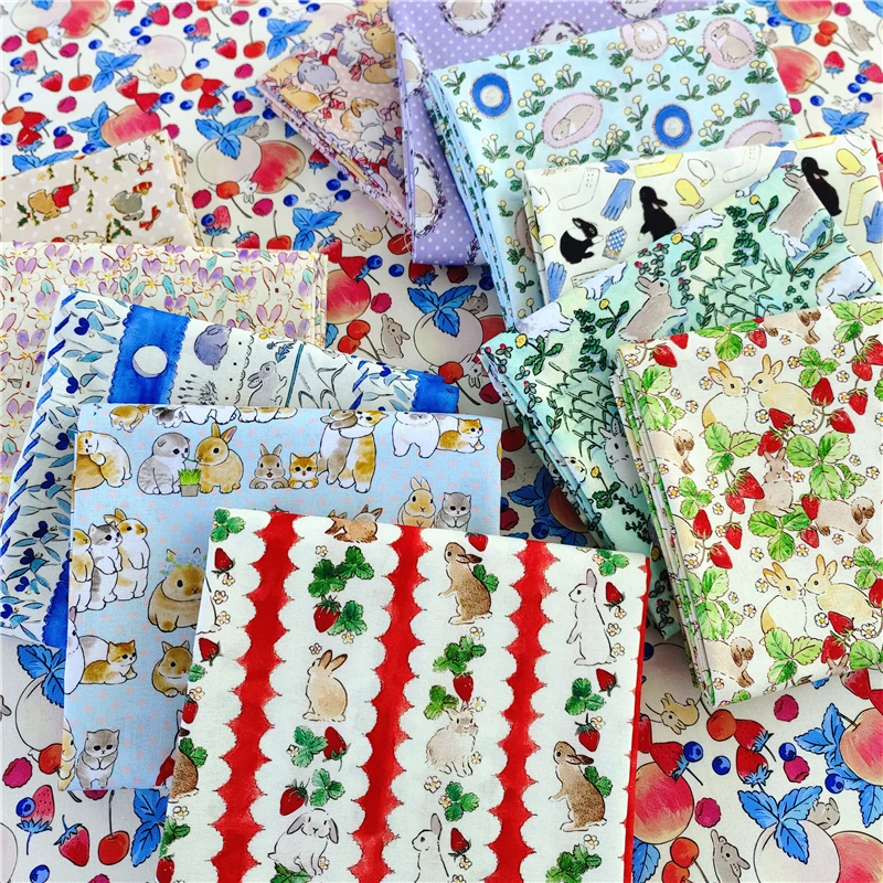 Tissu en coton imprimé lapin de dessin animé, vêtements pour bébé, Cheongsam, décoration de la maison, année du lapin, vêtements pour enfants Tissu en coton imprimé lapin de dessin animé, vêtements pour bébé, Cheongsam, décoration de la maison, année du lapin, vêtements pour enfants