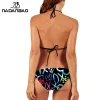 nadanba maillot de bain deux pièces pour femmes, bikini sexy, dos nu, imprimé abstrait, à la mode, pour la plage
