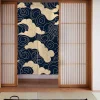 rideau de porte nordique japonais occultant en lin, motif ondulé bleu blanc, pour entrée, cuisine, salle de bains, chambre à coucher, couloir, décoration de maison