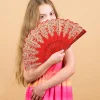 Éventail ancien chinois pliant en plastique, éventail Hanfu pour femmes, décoration de maison japonaise, danse noire et rouge, éventail pliant pour fête de mariage Éventail ancien chinois pliant en plastique, éventail Hanfu pour femmes, décoration de maison japonaise, danse noire et rouge, éventail pliant pour fête de mariage