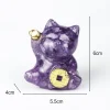 figurine de chat porte bonheur maneki neko, statue de chats d'argent, décoration pour mariage et anniversaire