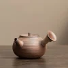 Théière à poignée latérale en poterie brute de boue de roche ancienne de 200ML, théière rétro, bouilloire à thé, cérémonie du thé, fabrication de thé, Pot unique, cérémonie du thé Théière à poignée latérale en poterie brute de boue de roche ancienne de 200ML, théière rétro, bouilloire à thé, cérémonie du thé, fabrication de thé, Pot unique, cérémonie du thé