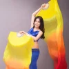 Éventails de danse du ventre en soie pour femmes, éventail pour enfants, pour danse, Double face étendue, Performance en bambou pour adultes, dégradé de couleurs