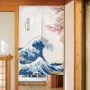 rideau de vestiaire de style japonais, cloison de confidentialité, rideaux de porte, entrée de cuisine, demi rideau suspendu en lin noren