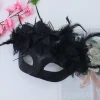 masque de cosplay à plumes demi visage, belles peintures, masque de décoration de mascarade, nouveauté, masque d'halloween en plastique