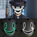 Masque de cosplay d’anime japonais, invasion de grande hauteur, Tenkuu Shinpan, masques en PVC blanc, masque lumineux LED, accessoires, mode Masque de cosplay d’anime japonais, invasion de grande hauteur, Tenkuu Shinpan, masques en PVC blanc, masque lumineux LED, accessoires, mode