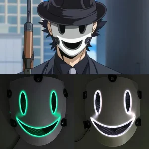 Masque de cosplay d’anime japonais, invasion de grande hauteur, Tenkuu Shinpan, masques en PVC blanc, masque lumineux LED, accessoires, mode Masque de cosplay d’anime japonais, invasion de grande hauteur, Tenkuu Shinpan, masques en PVC blanc, masque lumineux LED, accessoires, mode