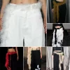 jeans pantalons décor super doux punk fourrure ceinture y2k moelleux doux en peluche ceinture chaude rue danse accessoire ceinture