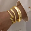 Bracelets épais minimalistes couleur or pour femmes, ensemble de bracelets à manchette ouverte, Design élégant et étanche, bijoux rétro, cadeaux