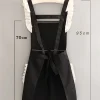 tablier japonais mignon avec ceinture pour femme, robe de femme de chambre, cuisine, ménage, restaurant, vêtements de travail, café, salopette