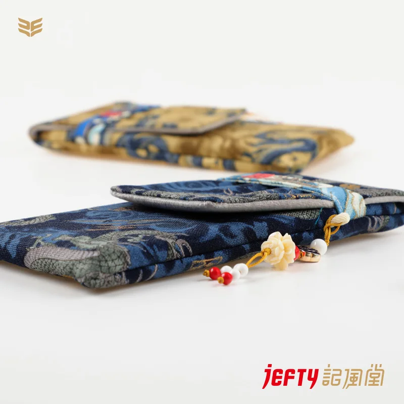 poudres à stylo unique style japonais, étui de protection en acier à bouton brodé rétro poudres à stylo unique style japonais, étui de protection en acier à bouton brodé rétro