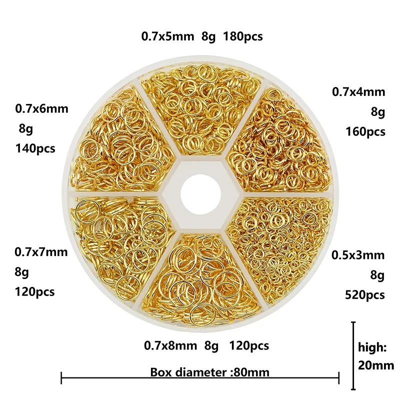 kc – ensemble de bagues de saut ouvertes en alliage de couleur or, kit d'accessoires pour bricolage, bracelet, collier, chaîne, fournitures de fabrication, résultats 4 6 8mm kc – ensemble de bagues de saut ouvertes en alliage de couleur or, kit d'accessoires pour bricolage, bracelet, collier, chaîne, fournitures de fabrication, résultats 4 6 8mm
