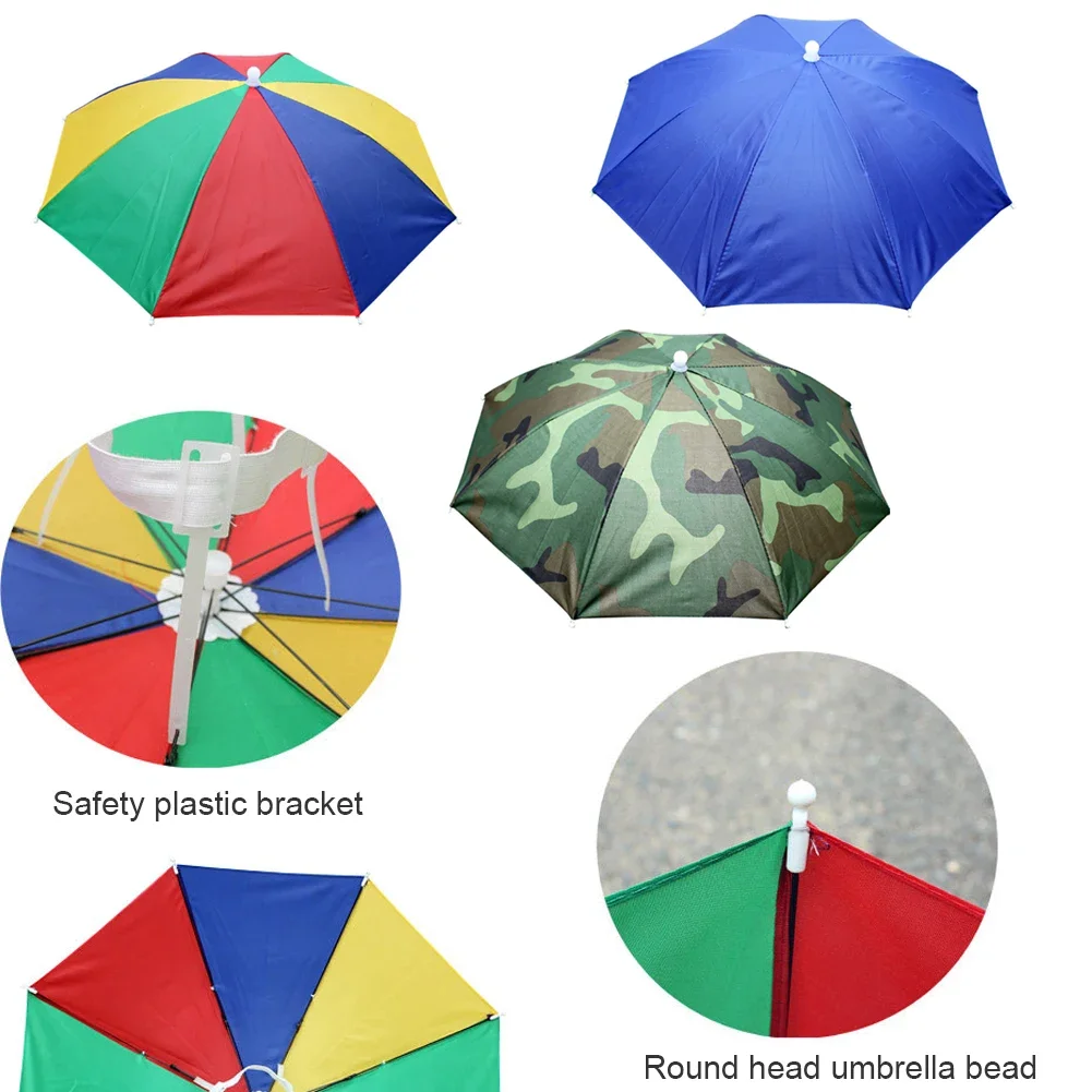 chapeau de parapluie pliable pour l'extérieur, anti pluie, anti soleil, vêtements de sauna, bonnet solaire, pêche, golf, cyclisme, randonnée, camping, ombrage chapeau de parapluie pliable pour l'extérieur, anti pluie, anti soleil, vêtements de sauna, bonnet solaire, pêche, golf, cyclisme, randonnée, camping, ombrage