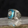 oral alière turque faite à la main pour hommes, rétro, vintage, argent, document, carapté, motif incrusté, vert, zcomprend, sur la fête, punk, motard