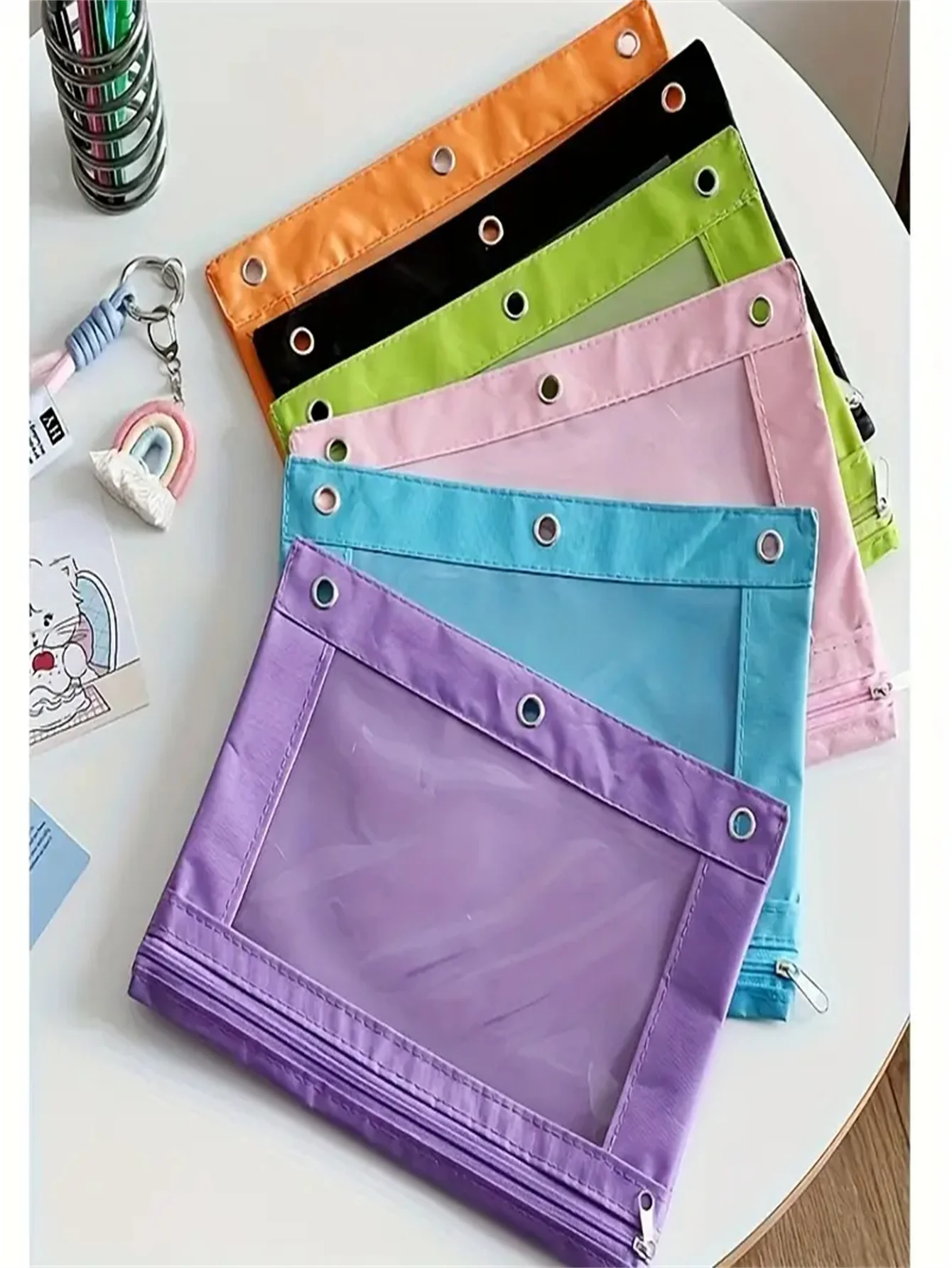 oxford arc en ciel 6 couleurs, pochette à 3 trous, organisateur de reçus de fichiers, sac de rangement polyvalent pour fournitures scolaires et de bureau oxford arc en ciel 6 couleurs, pochette à 3 trous, organisateur de reçus de fichiers, sac de rangement polyvalent pour fournitures scolaires et de bureau