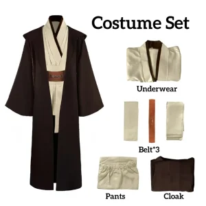 Obi Wan Kenobi – Robe de Costume pour hommes, tunique de chevalier Jedi, uniforme à capuche, ensemble complet, cape de Cosplay d&rsquo;halloween