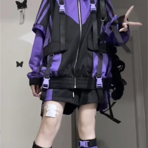 Veste surdimensionnée Harajuku Y2k pour hommes et femmes, Trench-Coat, solide, japonais, Vintage, décontracté, haute rue, capuche, Cosplay, Punk, sweat-shirt Veste surdimensionnée Harajuku Y2k pour hommes et femmes, Trench-Coat, solide, japonais, Vintage, décontracté, haute rue, capuche, Cosplay, Punk, sweat-shirt