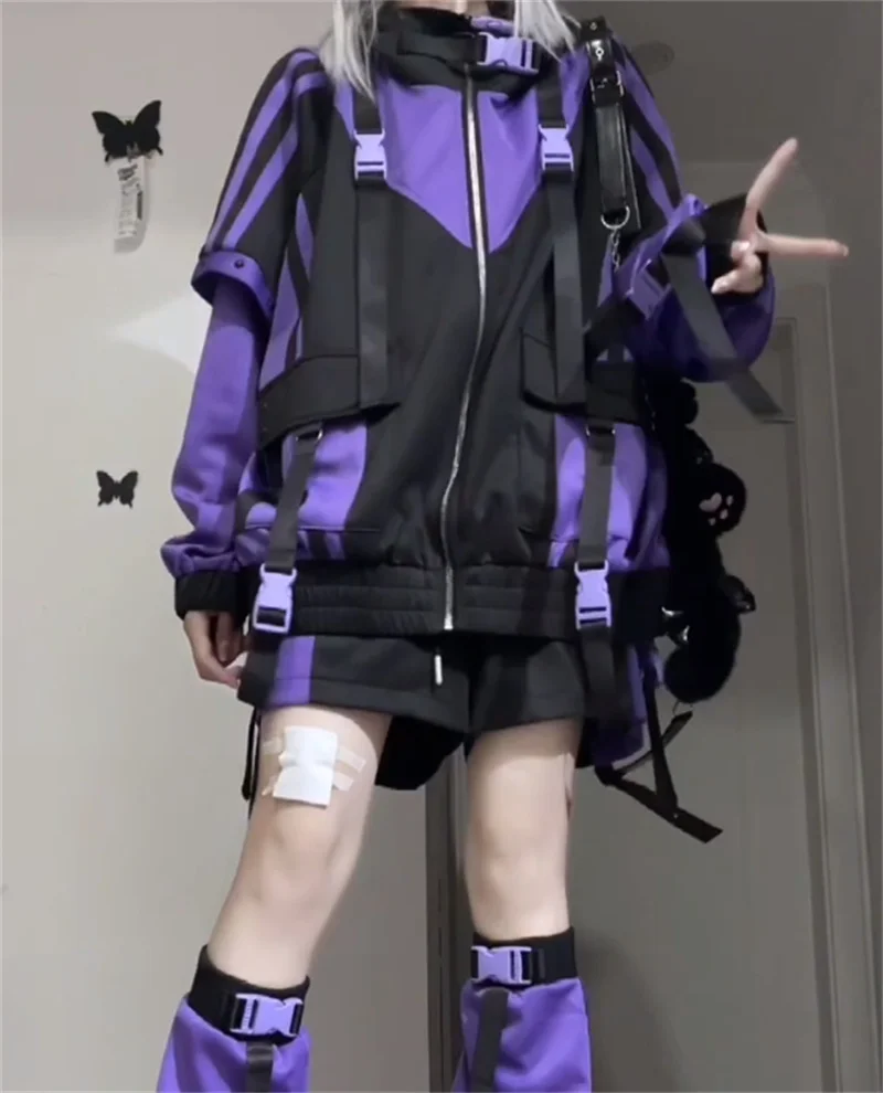 Veste surdimensionnée Harajuku Y2k pour hommes et femmes, Trench-Coat, solide, japonais, Vintage, décontracté, haute rue, capuche, Cosplay, Punk, sweat-shirt Veste surdimensionnée Harajuku Y2k pour hommes et femmes, Trench-Coat, solide, japonais, Vintage, décontracté, haute rue, capuche, Cosplay, Punk, sweat-shirt