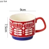 tasse à café florale rétro de style japonais, tasse en céramique, lait, avoine, poignée créative, tasse à latte, thé, standardisation, maison, couple, eau, 300ml