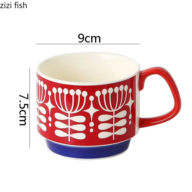 tasse à café florale rétro de style japonais, tasse en céramique, lait, avoine, poignée créative, tasse à latte, thé, standardisation, maison, couple, eau, 300ml tasse à café florale rétro de style japonais, tasse en céramique, lait, avoine, poignée créative, tasse à latte, thé, standardisation, maison, couple, eau, 300ml