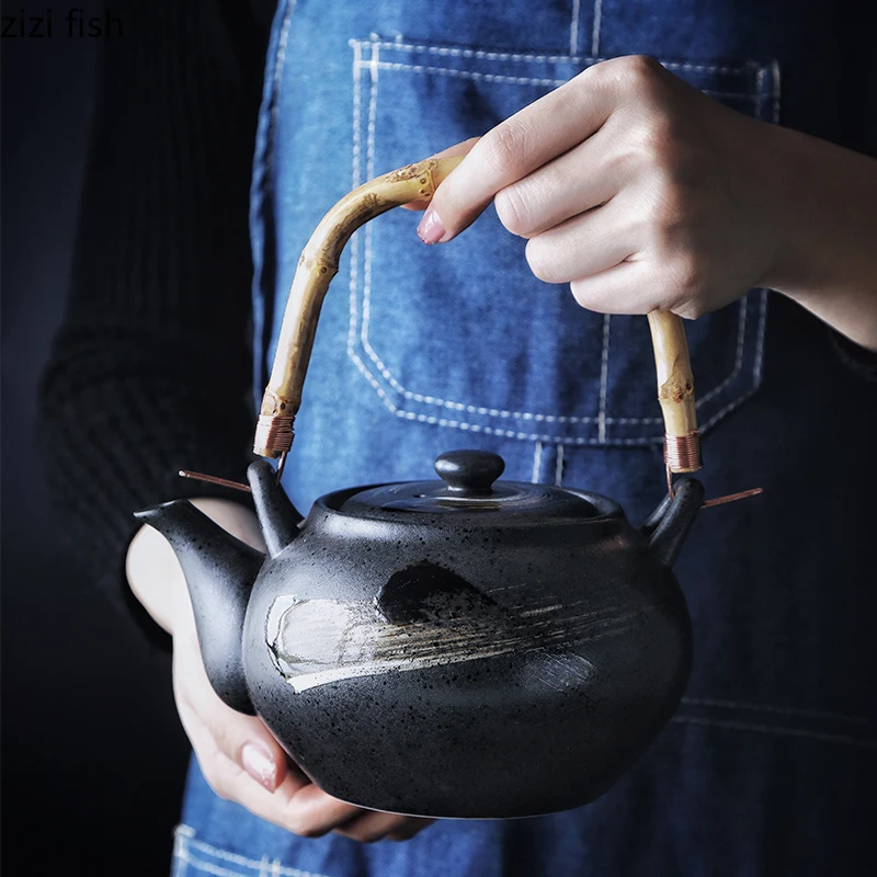 théière japonaise en céramique peinte à la main, pot simple, théière filtrée à la main, théière kung fu créative, service à thé domestique, infuseur à thé théière japonaise en céramique peinte à la main, pot simple, théière filtrée à la main, théière kung fu créative, service à thé domestique, infuseur à thé