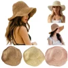 chapeau seau japonais d'été coréen l pays petit bord chapeau de paille polyvalent japonais tissé seau chapeaux plage crème solaire chapeau femmes
