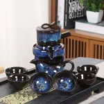 Service à thé semi-automatique, service à thé chinois en céramique, tasse à thé en argile violette, service à théière Kung Fu, 8 pièces Service à thé semi-automatique, service à thé chinois en céramique, tasse à thé en argile violette, service à théière Kung Fu, 8 pièces