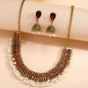 ensemble de bijoux antiques à la mode, collier et boucles d'oreilles en alliage de style ethnique, goutte d'huile, chaîne de clavicule de luxe haut de gamme, cadeaux