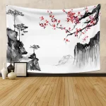 Tapisserie Alberoise Asiatique Sans Fleurs, Tapisserie Japonaise, Tapisseries de Paysage Naturel pour Chambre à Coucher, Salon, Décoration de Maison