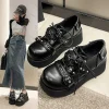 escarpins à plateforme Épaisse pour femme, chaussures japonaises, kawaii, punk, goth, mary, essence, lolita, cœur, rinçage, noires