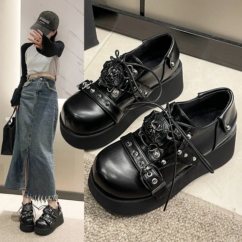 escarpins à plateforme Épaisse pour femme, chaussures japonaises, kawaii, punk, goth, mary, essence, lolita, cœur, rinçage, noires escarpins à plateforme Épaisse pour femme, chaussures japonaises, kawaii, punk, goth, mary, essence, lolita, cœur, rinçage, noires