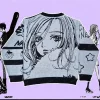 y2k harajuku pull à motif de dessin animé pour filles, pull japonais anime pour femmes, pull à manches longues, sweat shirt gothique rétro des années 2000