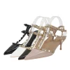 2025 femmes gladiateur sandales été décontracté rivet talons hauts bride à la cheville bout pointu luxe fête romaine dames chaussures
