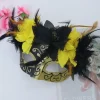 masque de cosplay à plumes demi visage, belles peintures, masque de décoration de mascarade, nouveauté, masque d'halloween en plastique