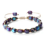 Bracelet tressé réglable en pierre empereur violet naturel pour hommes et femmes, ULtissée à la main, bijoux classiques, mode Bracelet tressé réglable en pierre empereur violet naturel pour hommes et femmes, ULtissée à la main, bijoux classiques, mode
