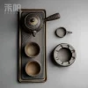 poêle à thé chaude en poterie grossière, style japonais, fait à la main, chauffe thé vintage, théière en céramique, service à thé kung fu, service à thé chaud
